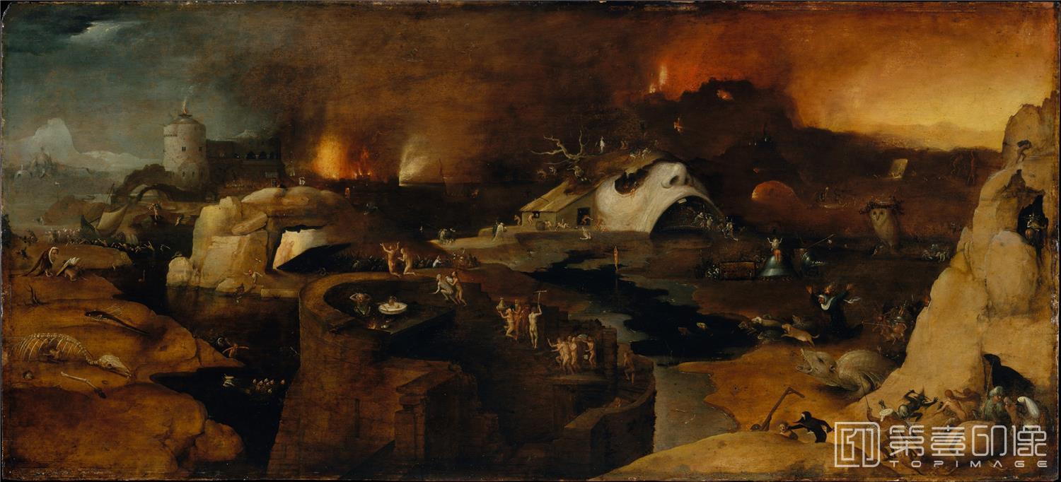 油画-美国纽约大都会美术馆油画藏画-Style of Hieronymus BoschChrist's Descent into Hell-1992